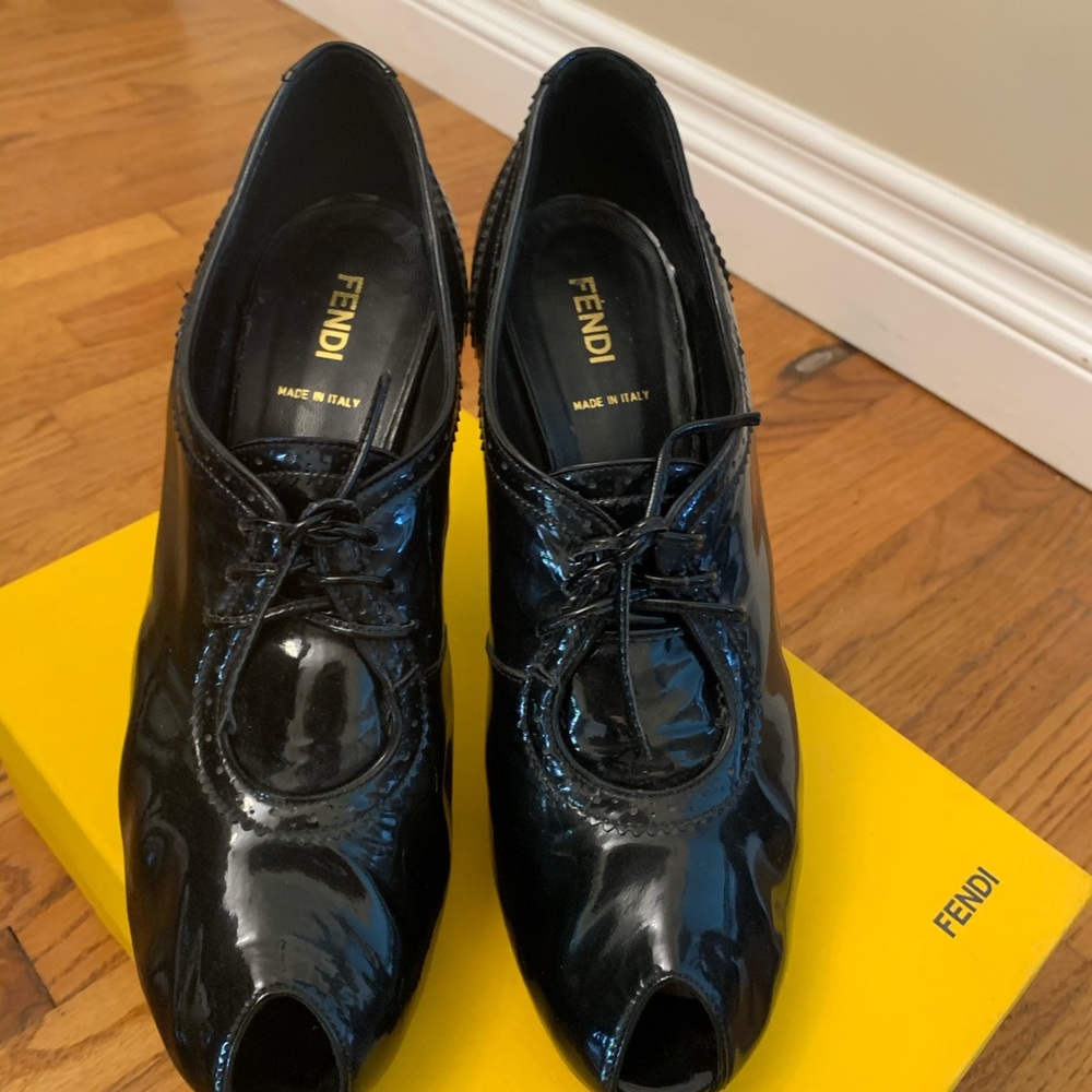 Fendi patent leather half bootie